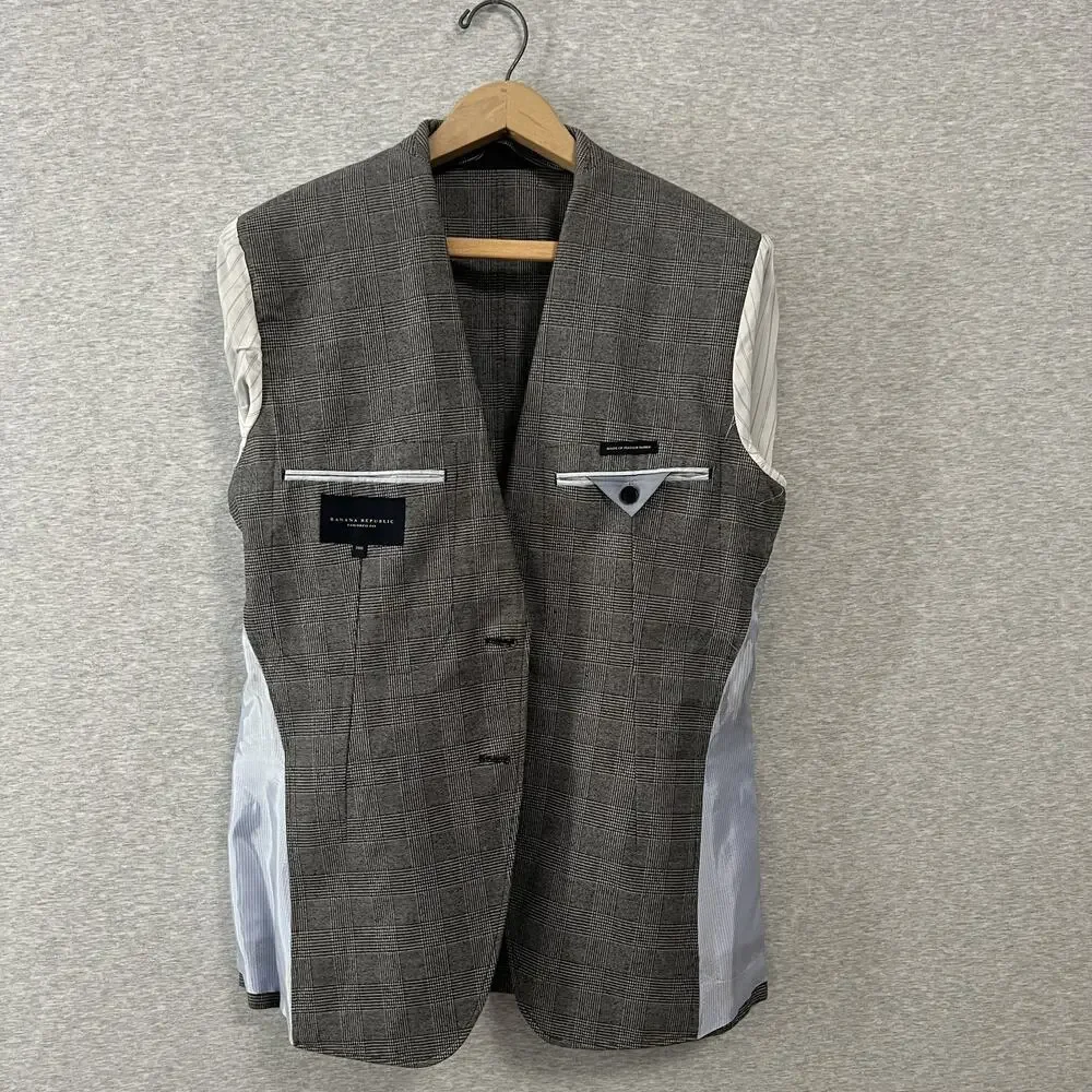 Banana Republic Blazer Mens 38R Glen Plaid Sport Jacket Tailored Fit Italian‎